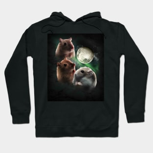 3 Hamster Moon, Wolf Hamsters, Wolves Howling Hoodie